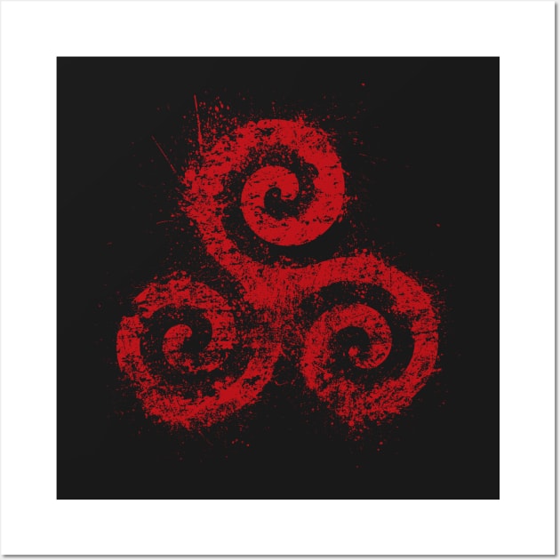 Teen Triskelion Red Ink Wall Art by HappyLlama